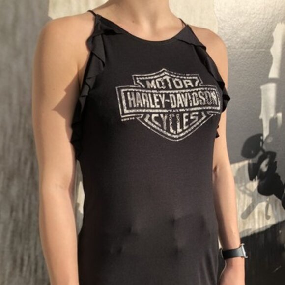 NWT - Harley-Davidson® Women's - Black Long Ruffle Tank XL - Picture 1 of 10